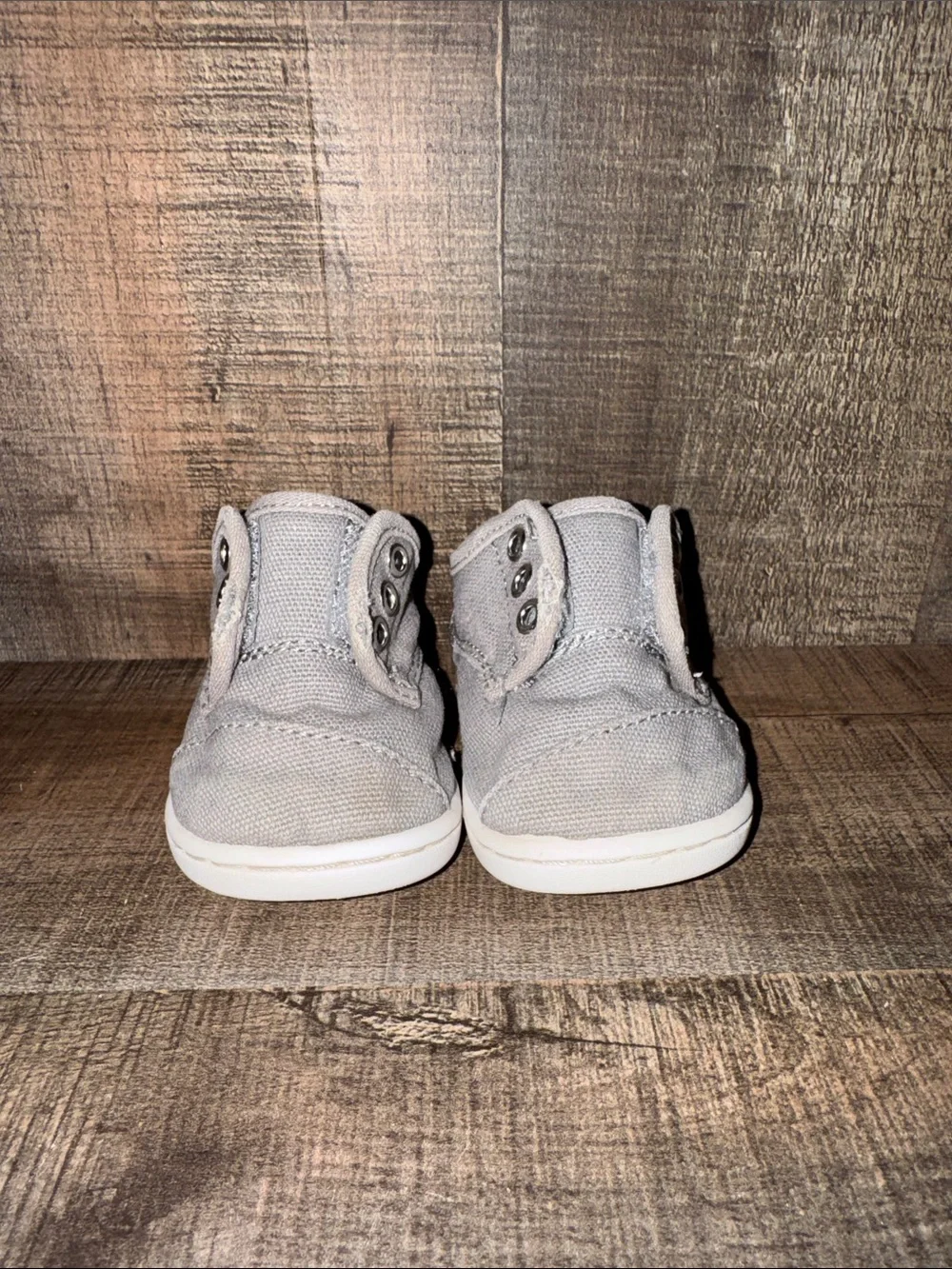Toms Toddler Light Gray Canvas Slip-On Shoes-size 3